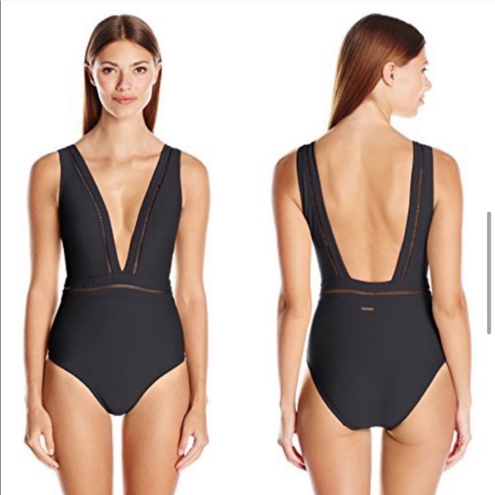 TED BAKER Starza Pointelle Swimsuit 1 piece Deep V